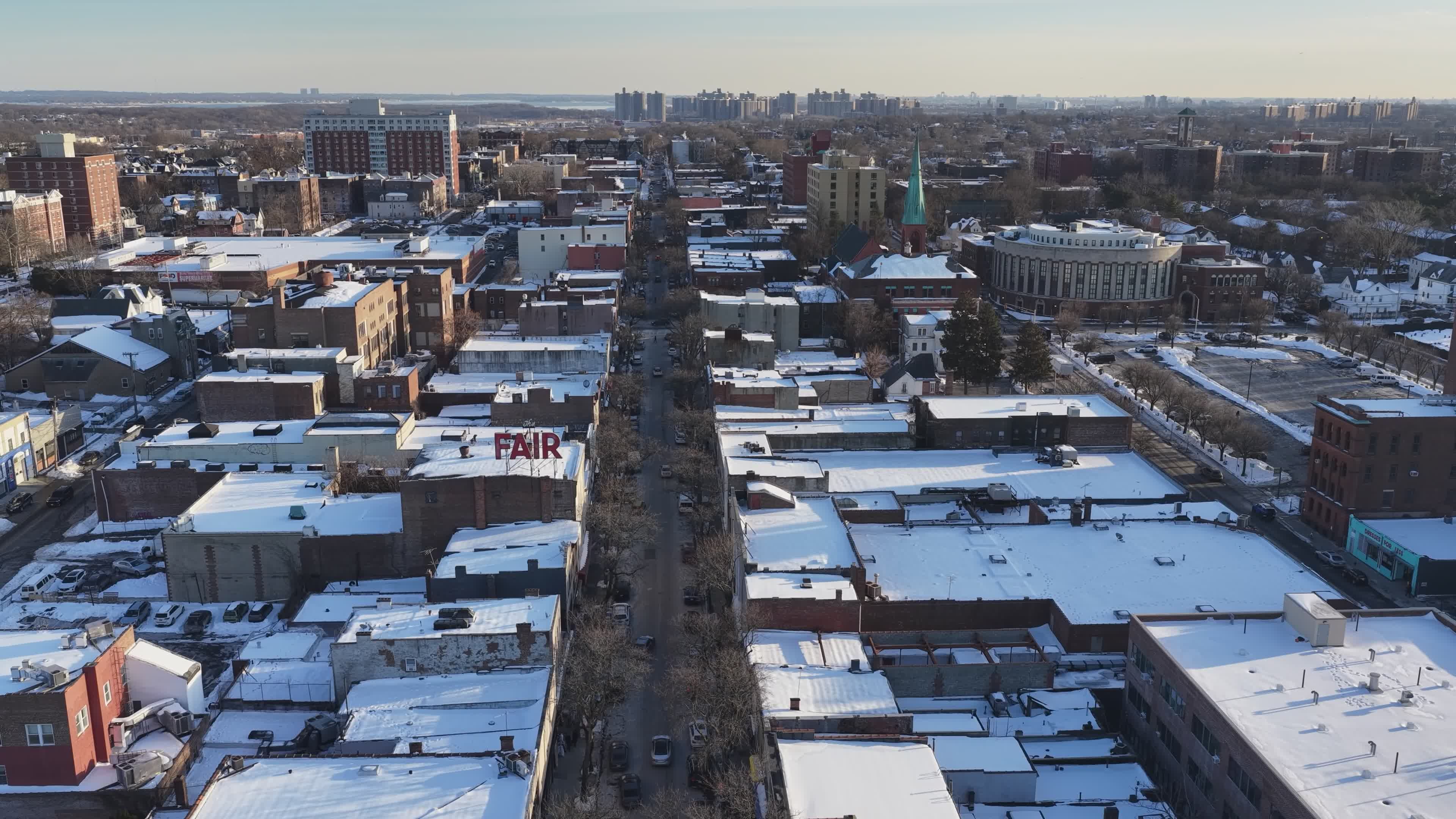 Aerial View of Snowy Urban Landscape Free Stock Video Footage, Royalty ...