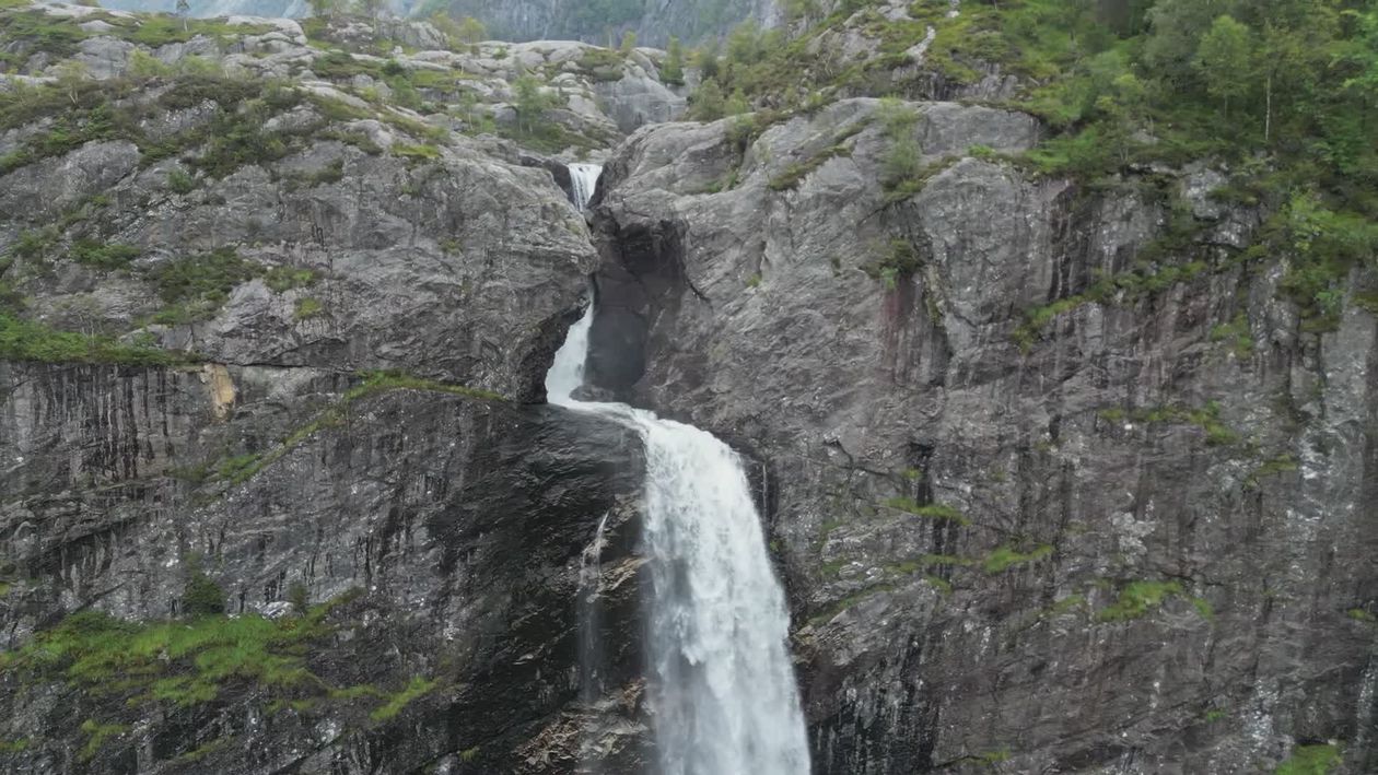 Majestic Waterfall Cascading Down Cliff Free Stock Video Footage ...