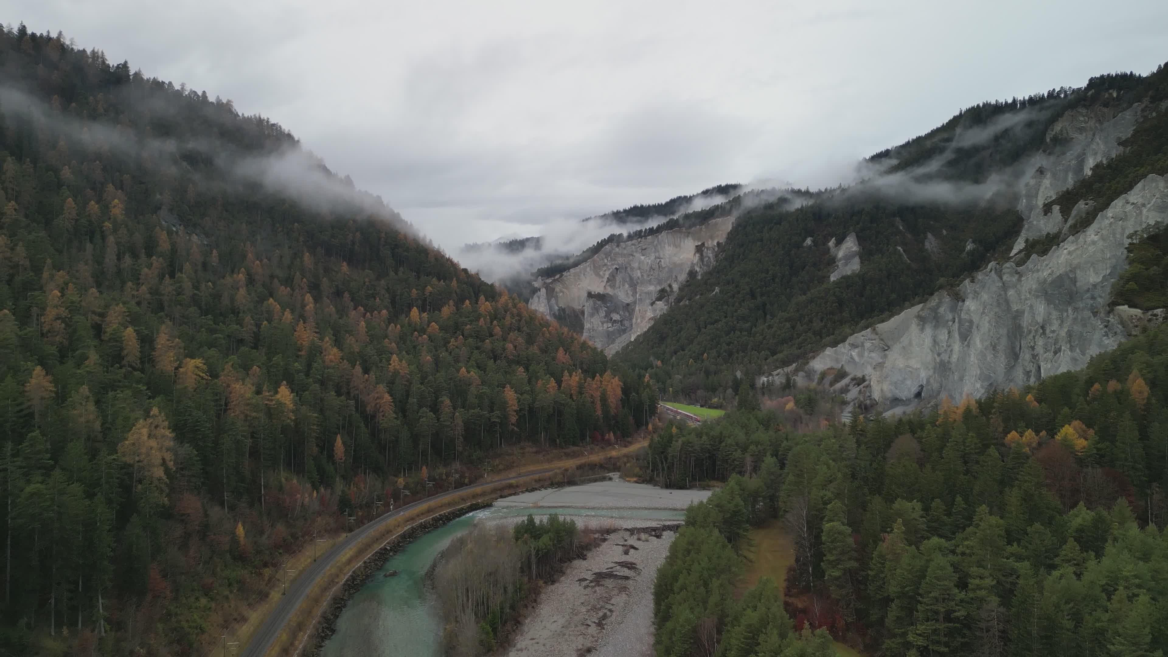 Stunning Aerial View of Foggy Mountain Valley Free Stock Video Footage ...