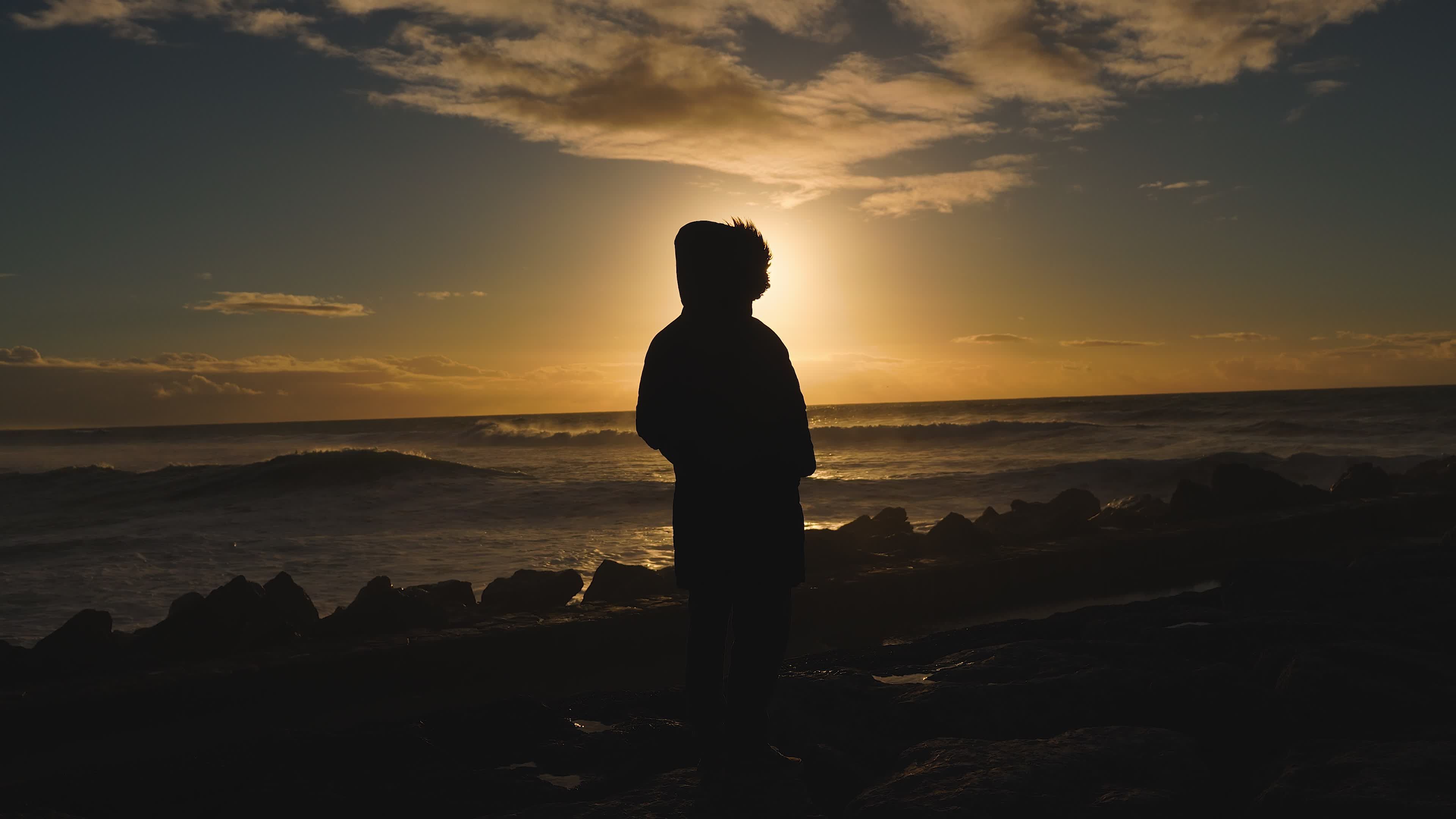 Serene Ocean Sunset with Silhouette Free Stock Video Footage, Royalty ...