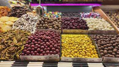 colorful candy and dried fruit market display