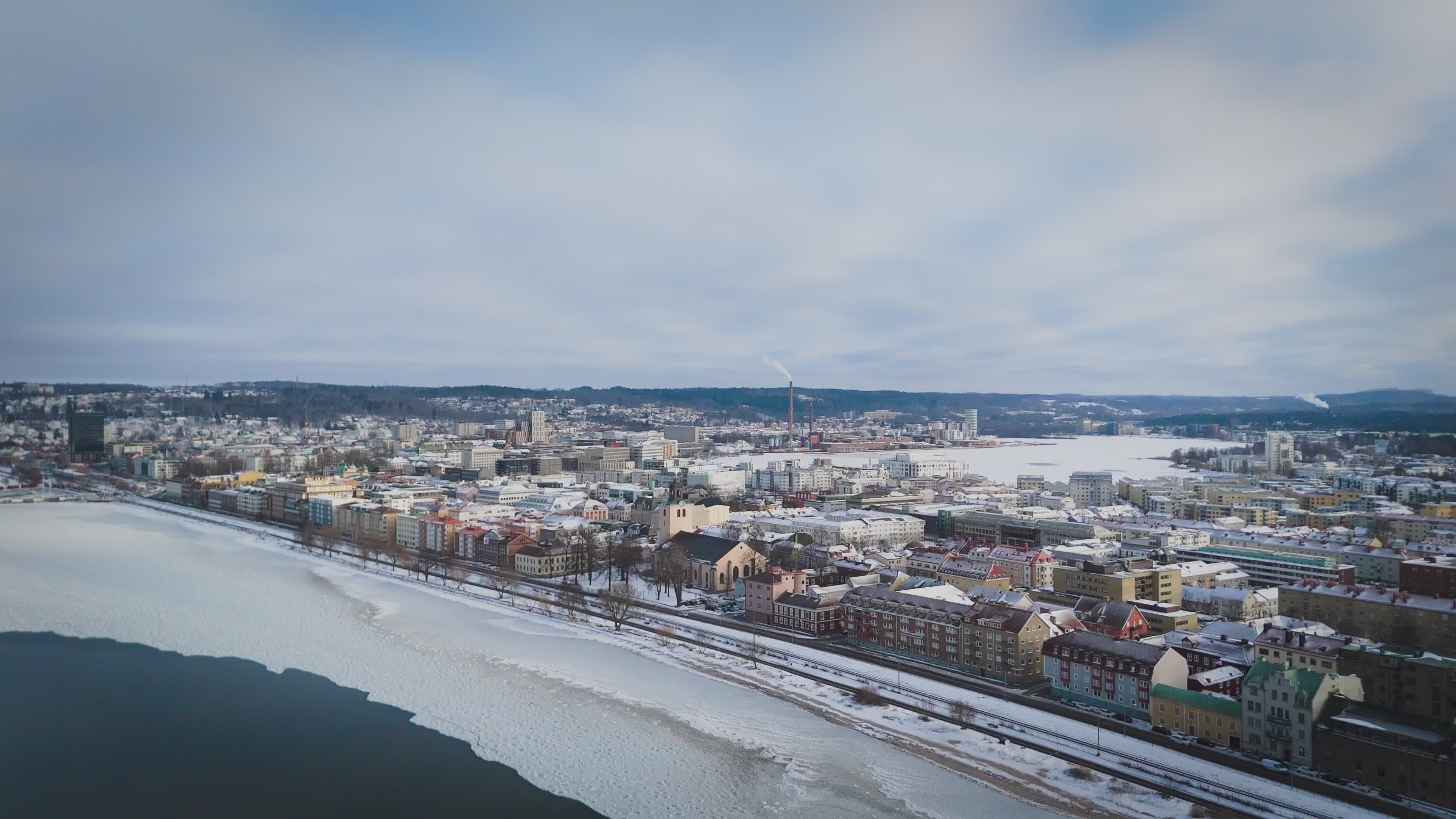 Winter Aerial View of Scandinavian Cityscape Free Stock Video Footage ...