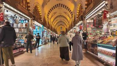 bustling interior of istanbul spice bazaar