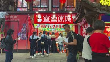 bustling scene in chongqing night market