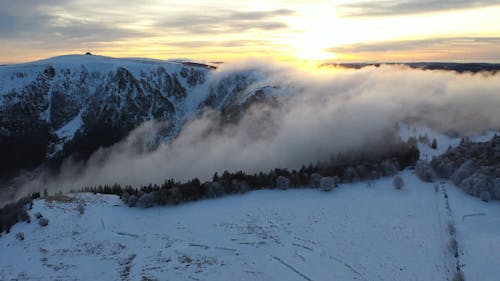 Aerial Footage Of The Icy Mountain