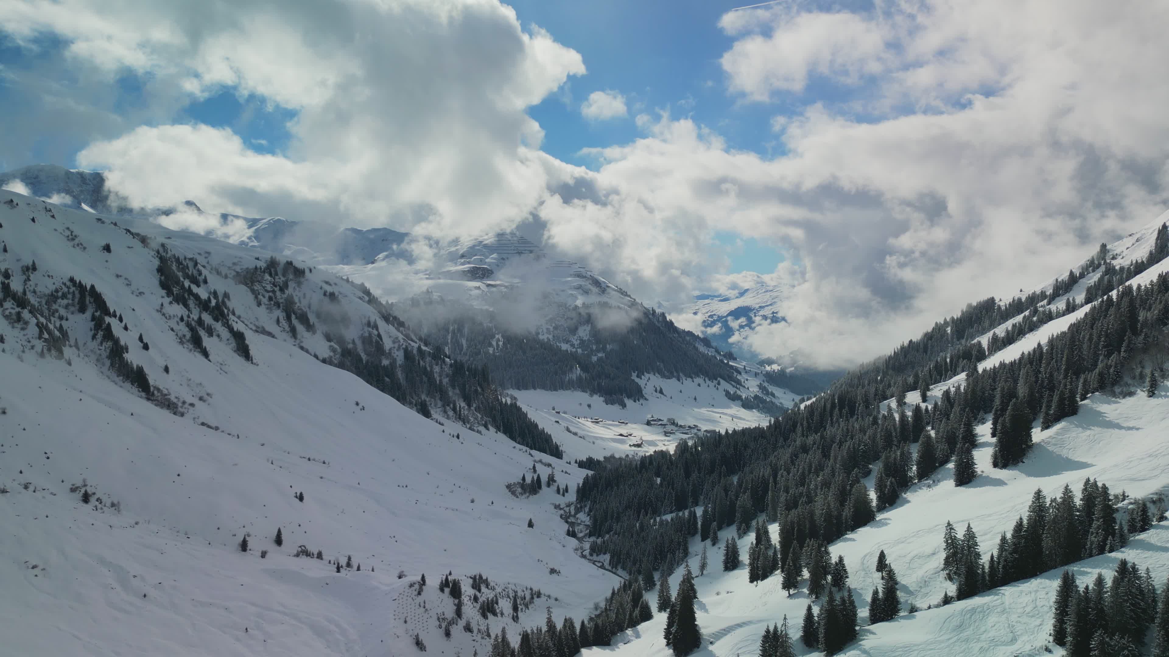 Breathtaking Aerial View of Snowy Mountains Free Stock Video Footage ...