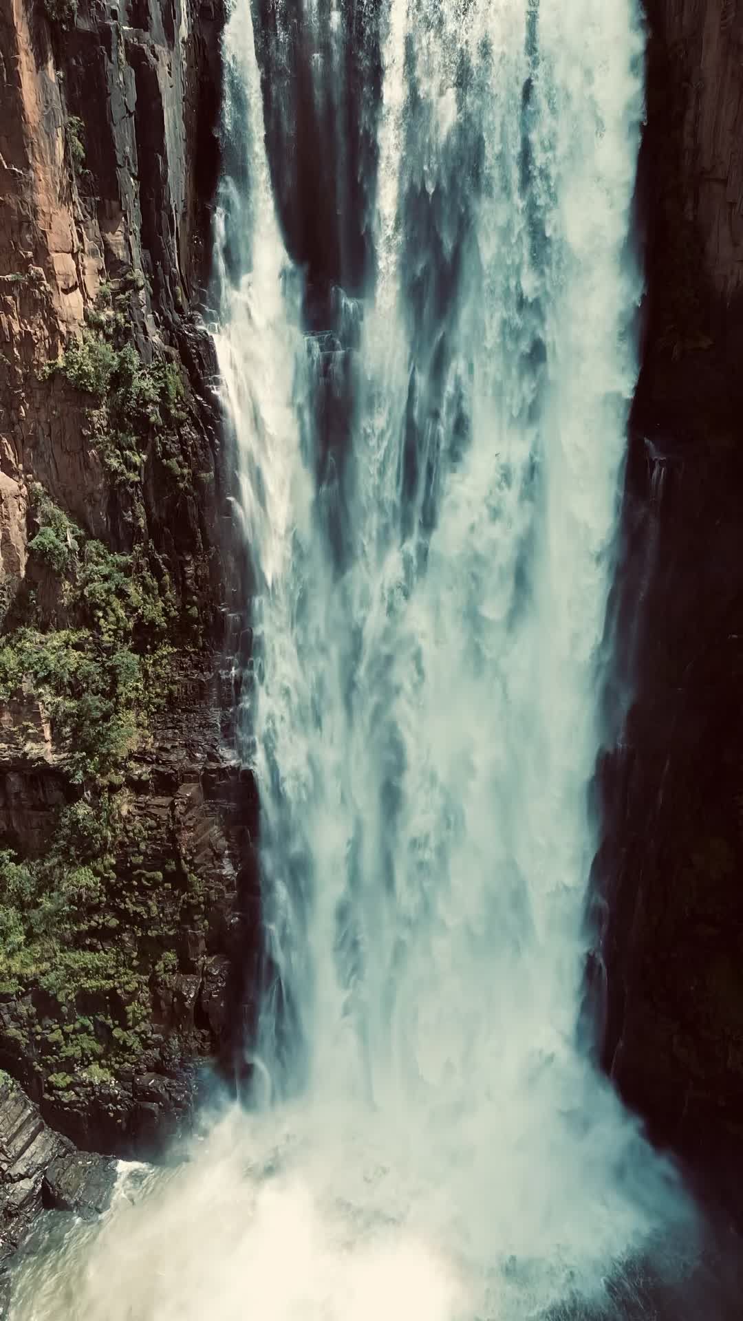 Majestic Waterfall Cascading Down Cliff Free Stock Video Footage ...