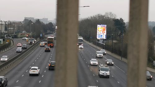 Traffic Of Motor Vehicles On A Freeway In London