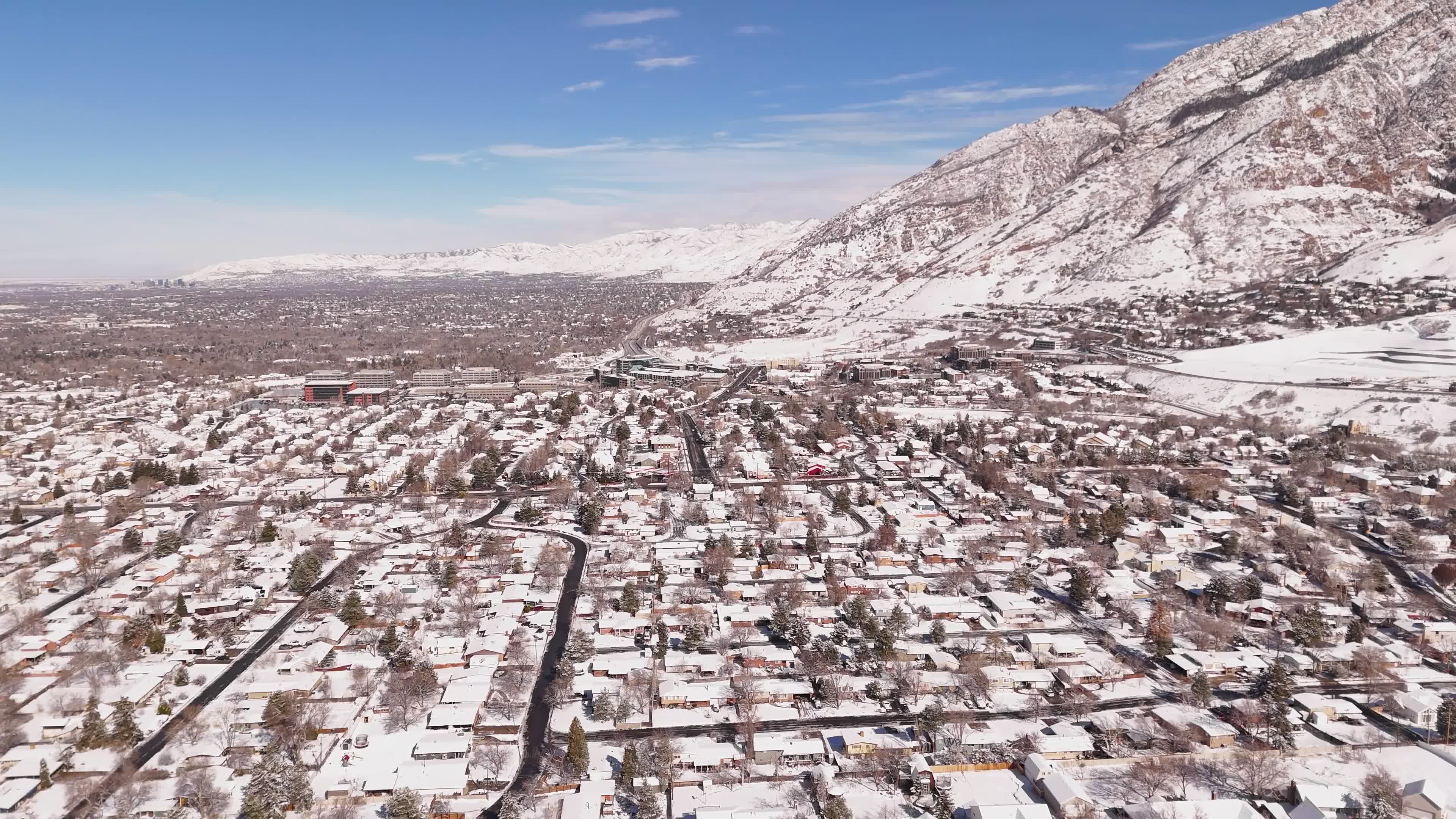 Aerial View of Snow-Covered Town in Utah Free Stock Video Footage ...