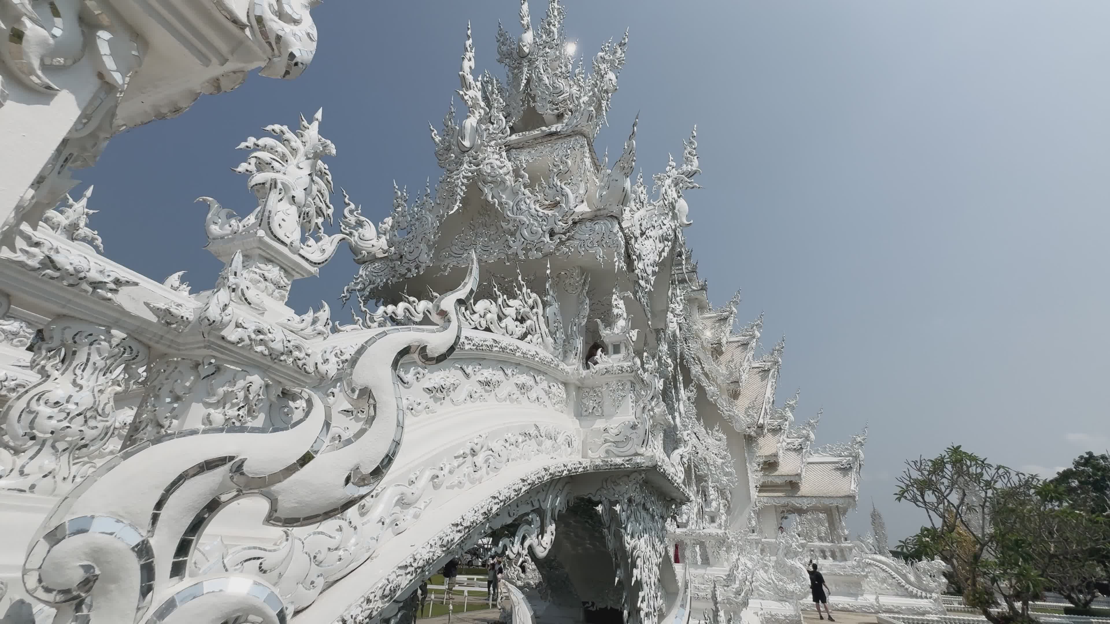 Explore the Ornate White Temple in Thailand Free Stock Video Footage ...