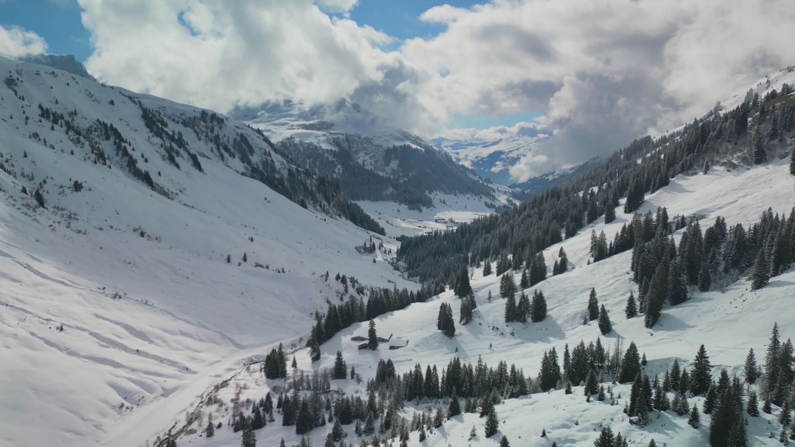 Scenic Winter Mountain Landscape Aerial View Free Stock Video Footage ...