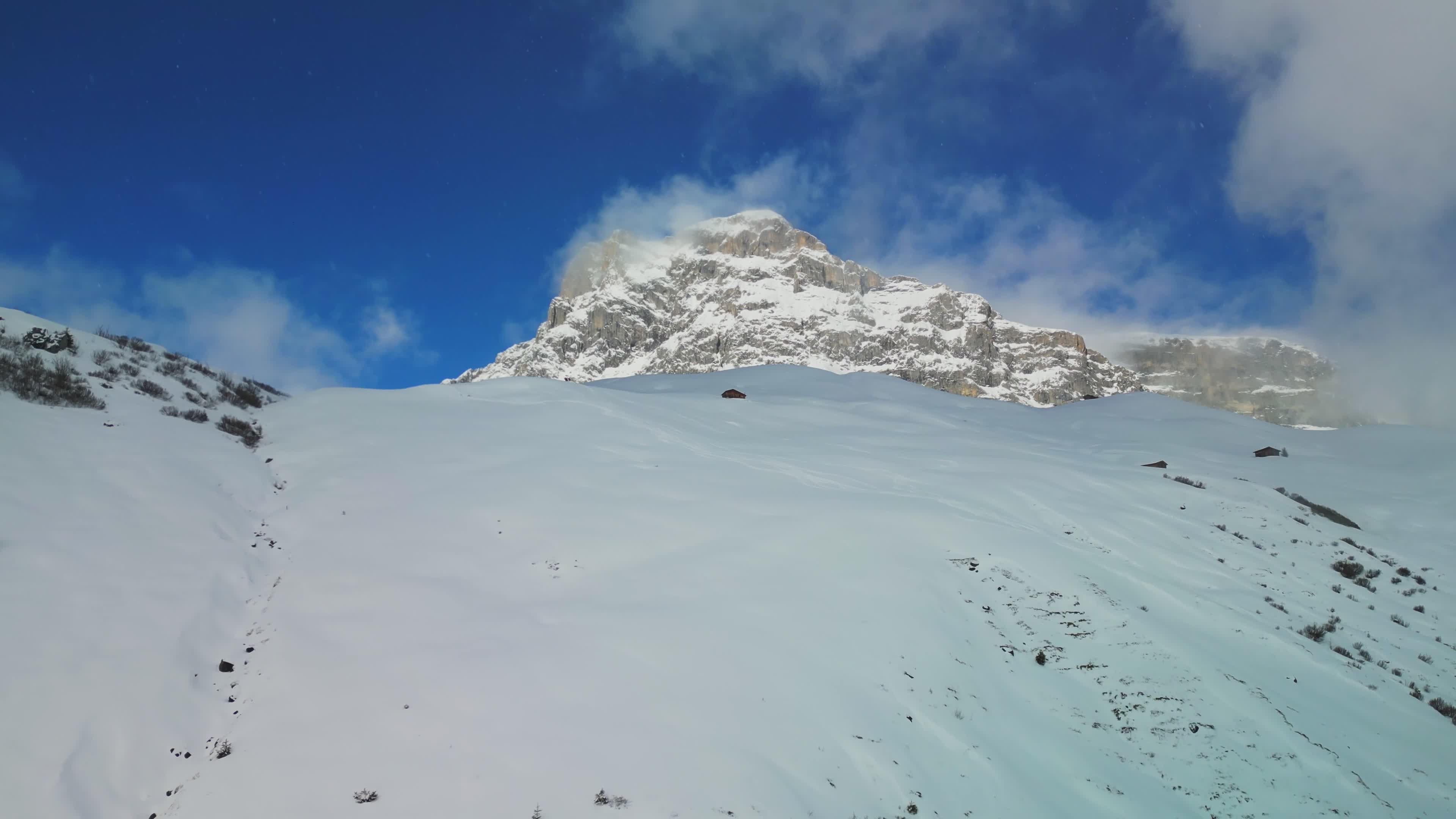 Drone Footage of Snowy Mountain Landscape Free Stock Video Footage ...