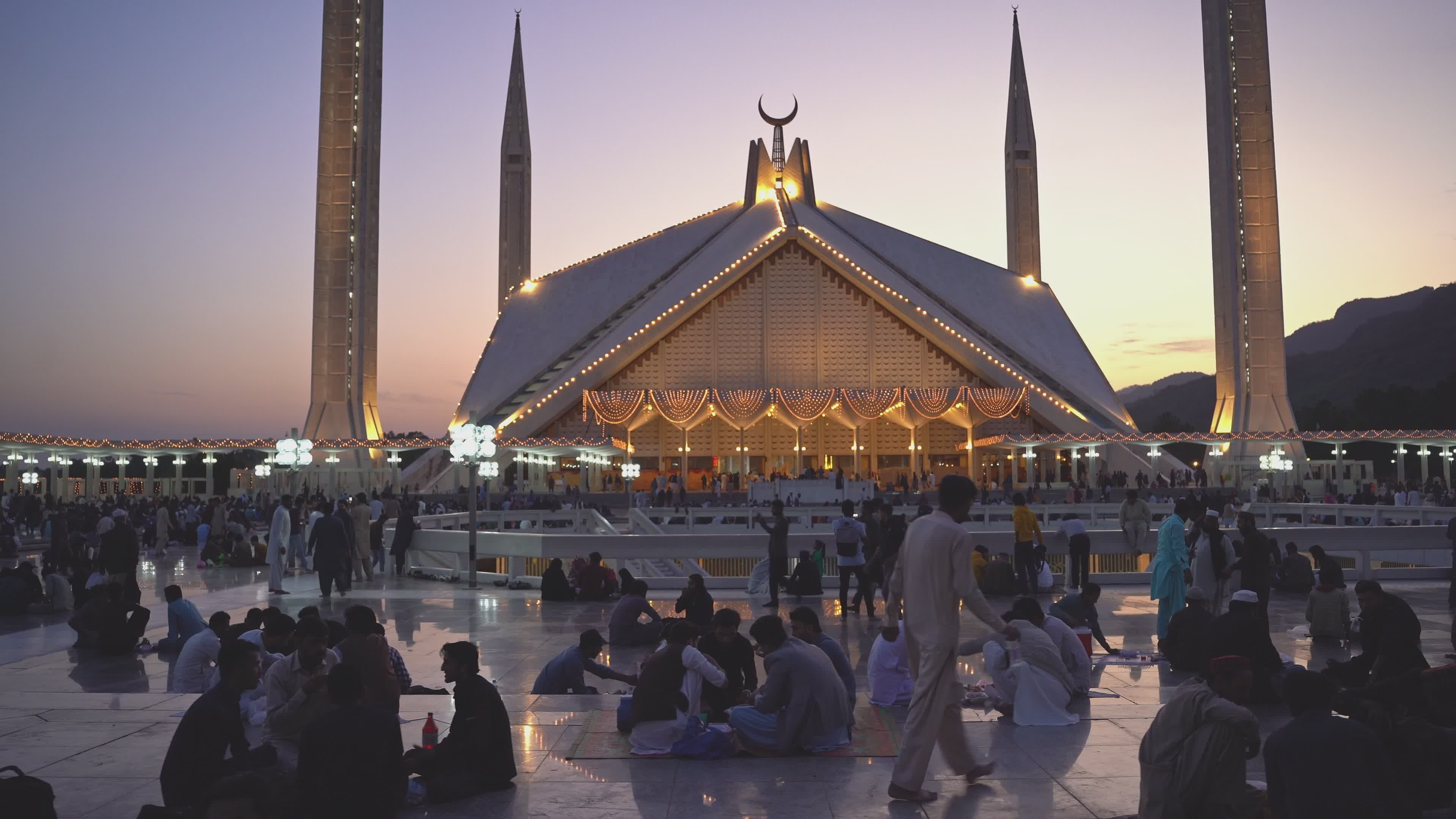 Evening Gathering at Faisal Mosque in Islamabad Free Stock Video ...