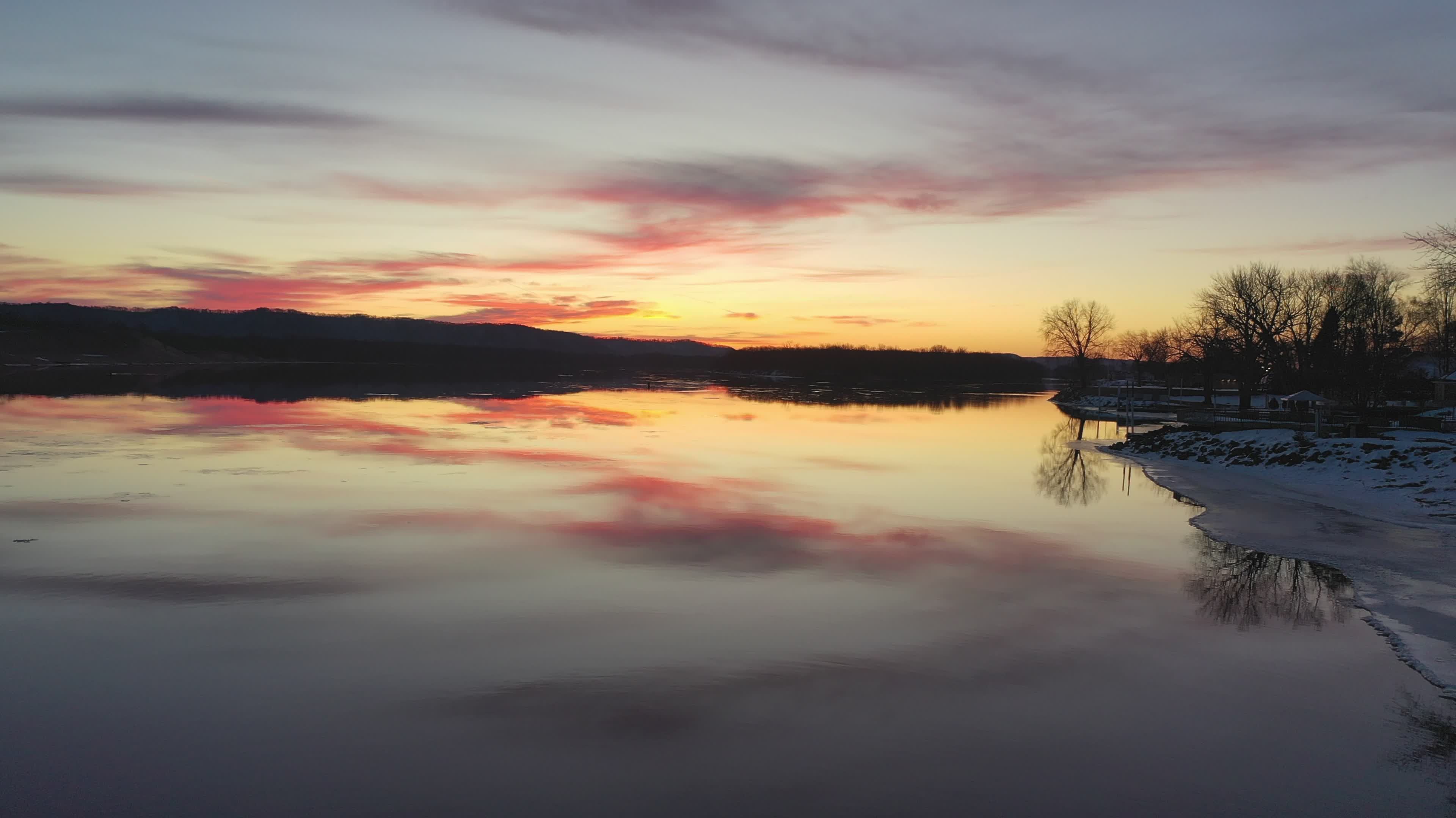 Tranquil Sunset Over Peaceful Lake Reflection Free Stock Video Footage ...