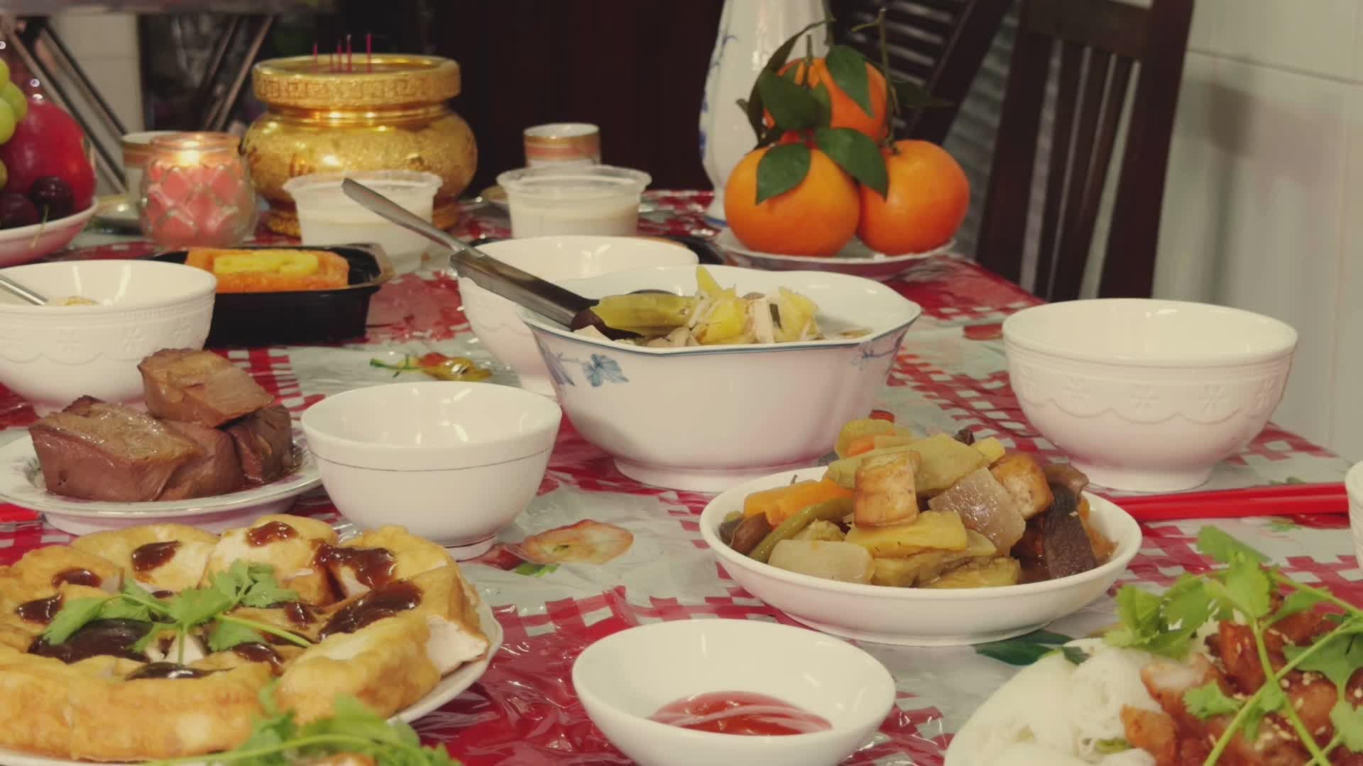 Traditional Vietnamese Family Dinner Spread Free Stock Video Footage ...