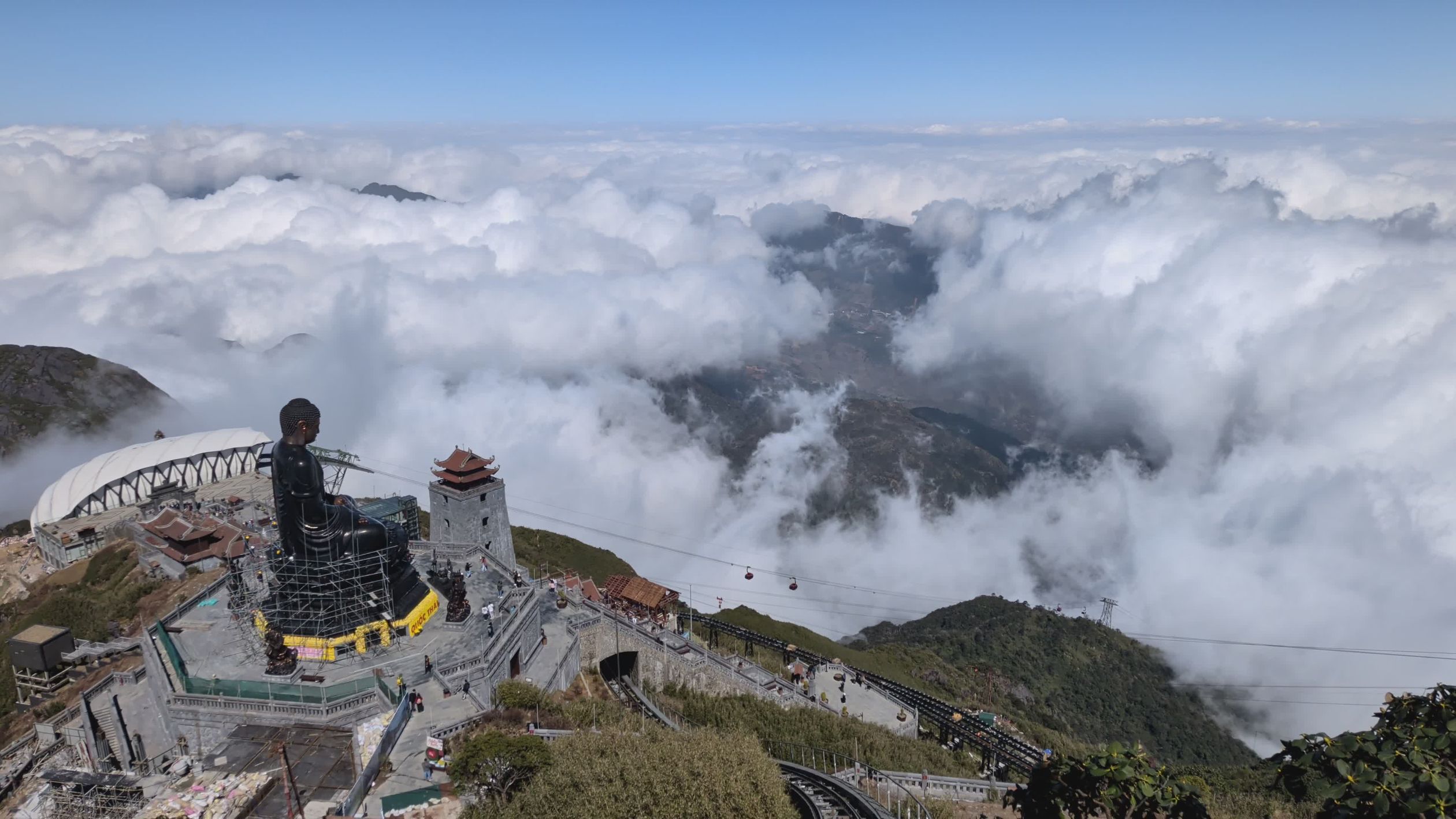 Stunning Aerial View of Fansipan Buddhist Landmark Free Stock Video ...