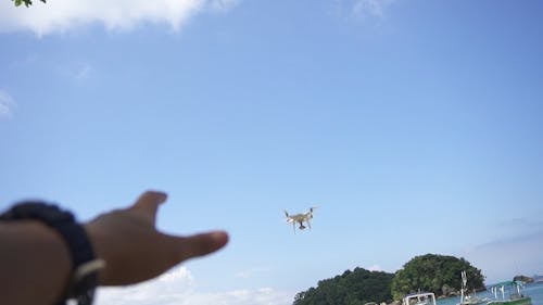 Catching A Flying Drone Machine By Hand