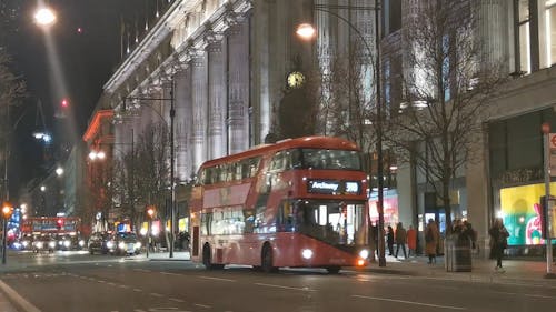 A Busy Street in London at Night