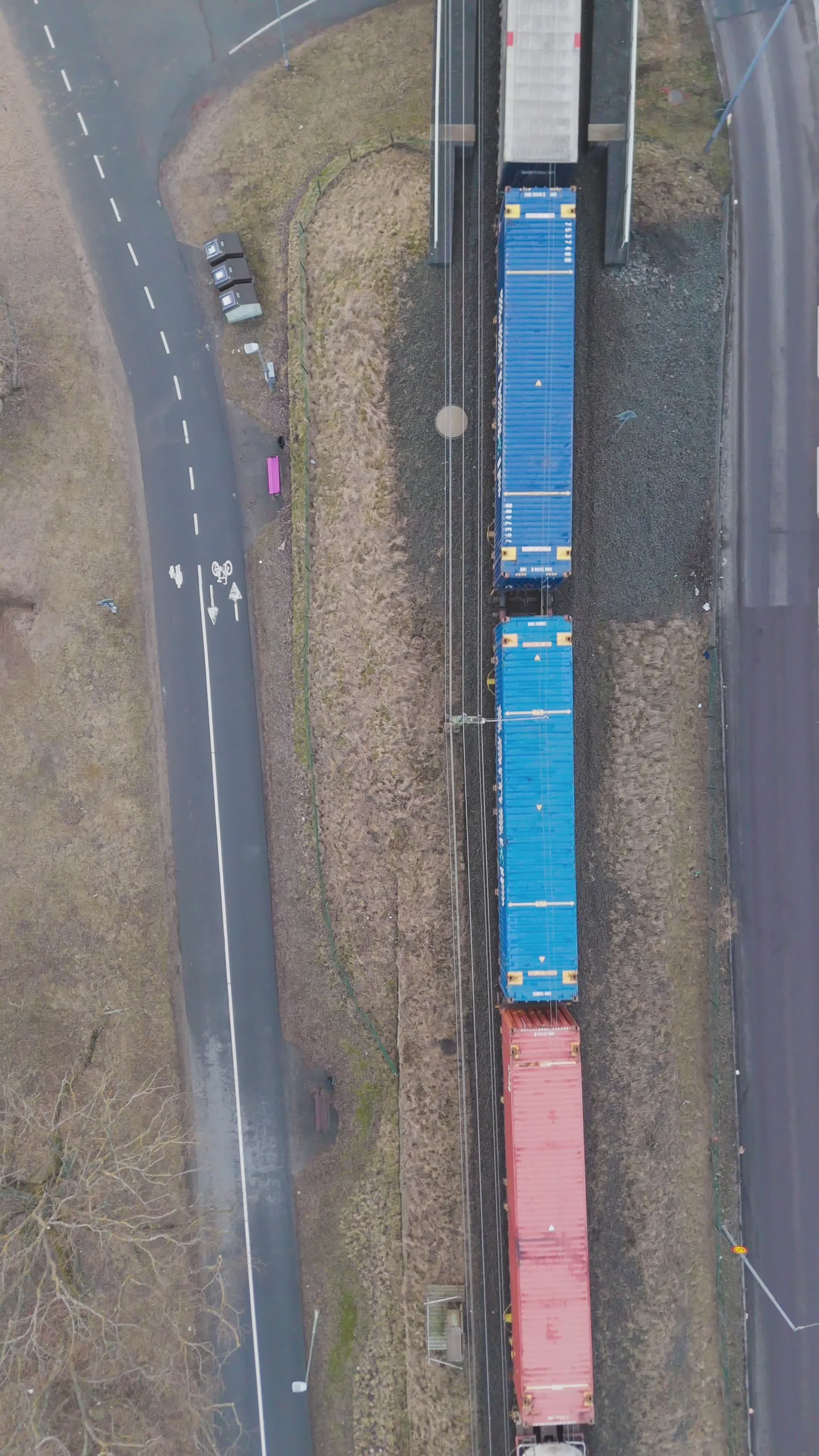 Aerial View of Freight Train on Track Free Stock Video Footage, Royalty ...