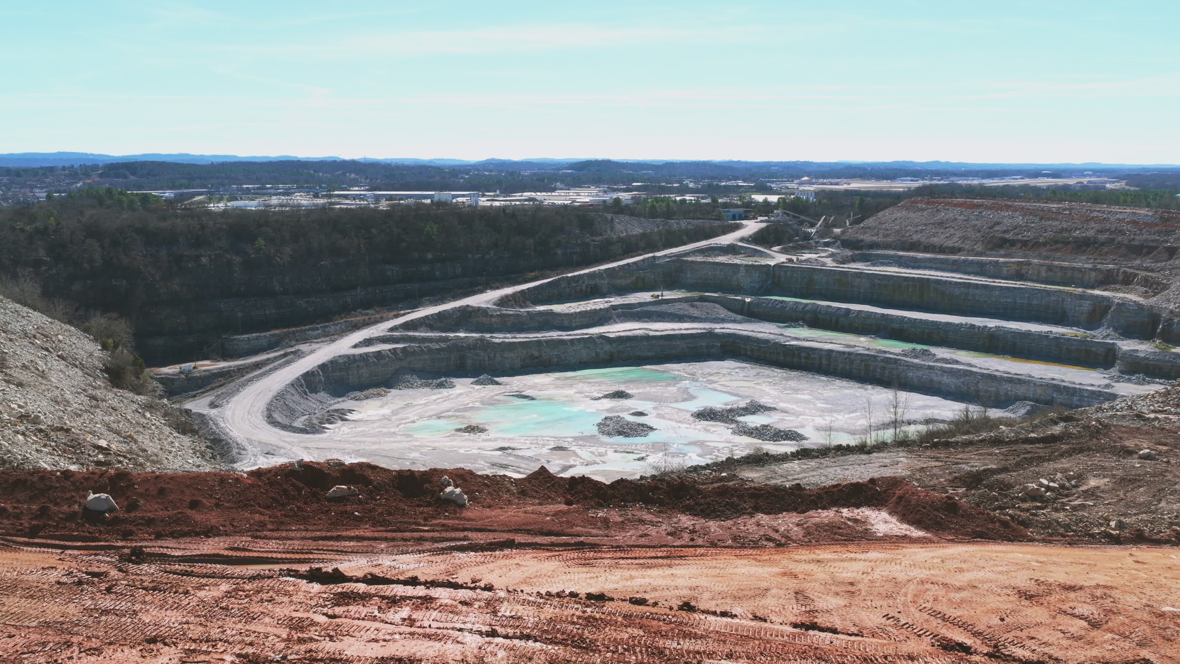 Aerial View of a Limestone Quarry Construction Site Free Stock Video ...