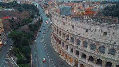 aerial view of colosseum in rome italy