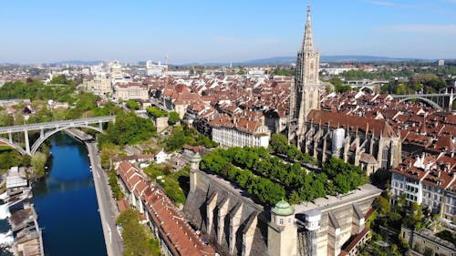 The Bern Minster Church Tower In The Old City Of Bern Switzerland