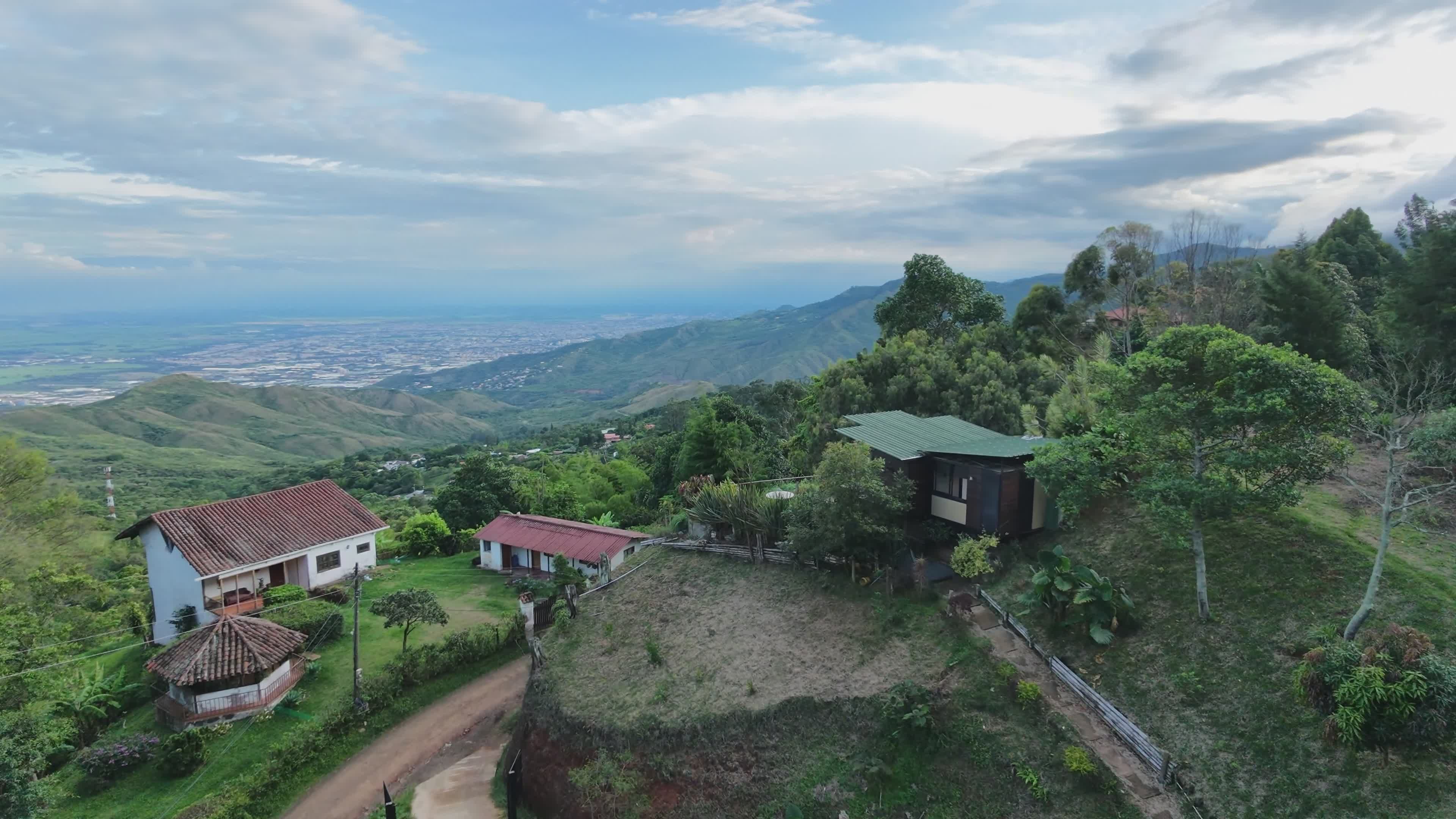 Scenic Drone View of Countryside Houses and Hills Free Stock Video ...