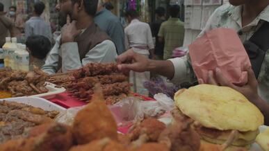 vibrant street food market in south asia