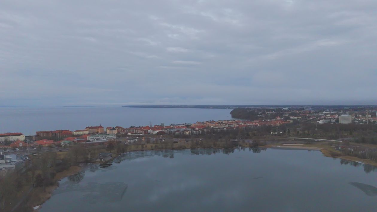Aerial View of Coastal City with Overcast Sky Free Stock Video Footage ...