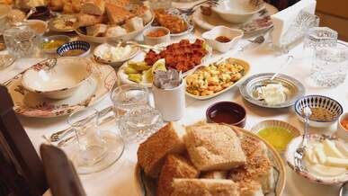 traditional mediterranean feast with variety of dishes