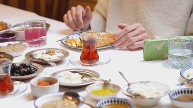 traditional middle eastern breakfast spread