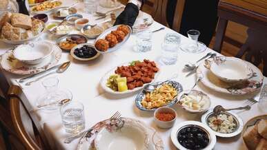 lavish traditional dinner table setting