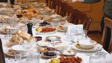 elegant dining table with delicious spread