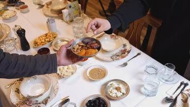 elegant dining table with assorted dishes