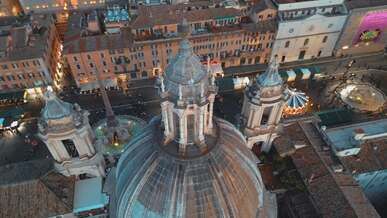 aerial view of historic roman architecture at night