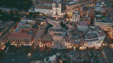 aerial view of roman architecture at night