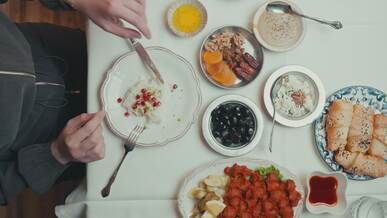 traditional iftar dinner with diverse dishes