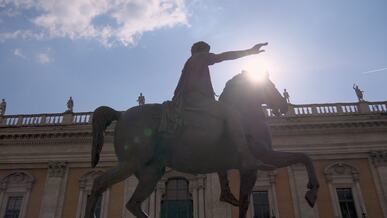 equestrian statue in rome under the sun