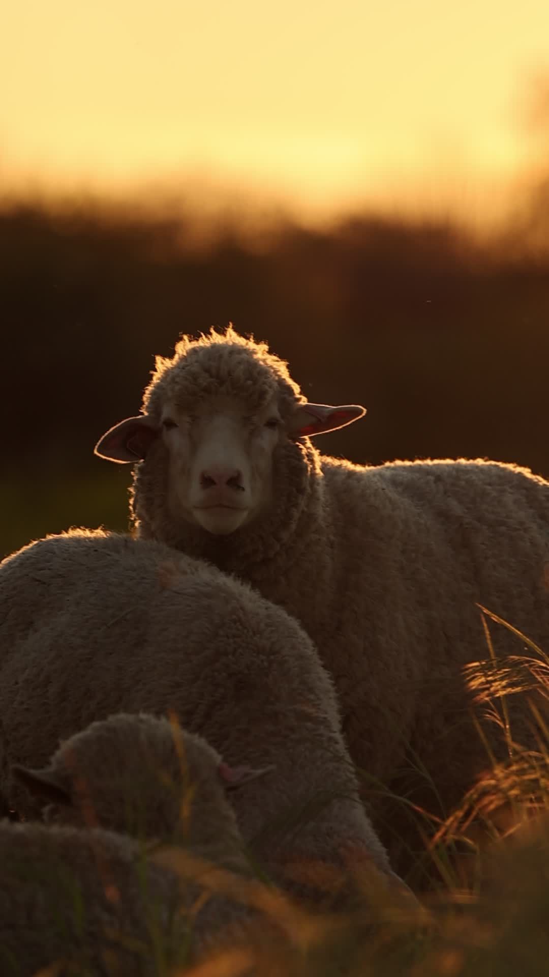 Grazing Sheep at Sunset in Serene Meadow Free Stock Video Footage ...