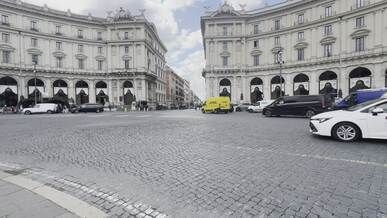 urban traffic at piazza della repubblica rome
