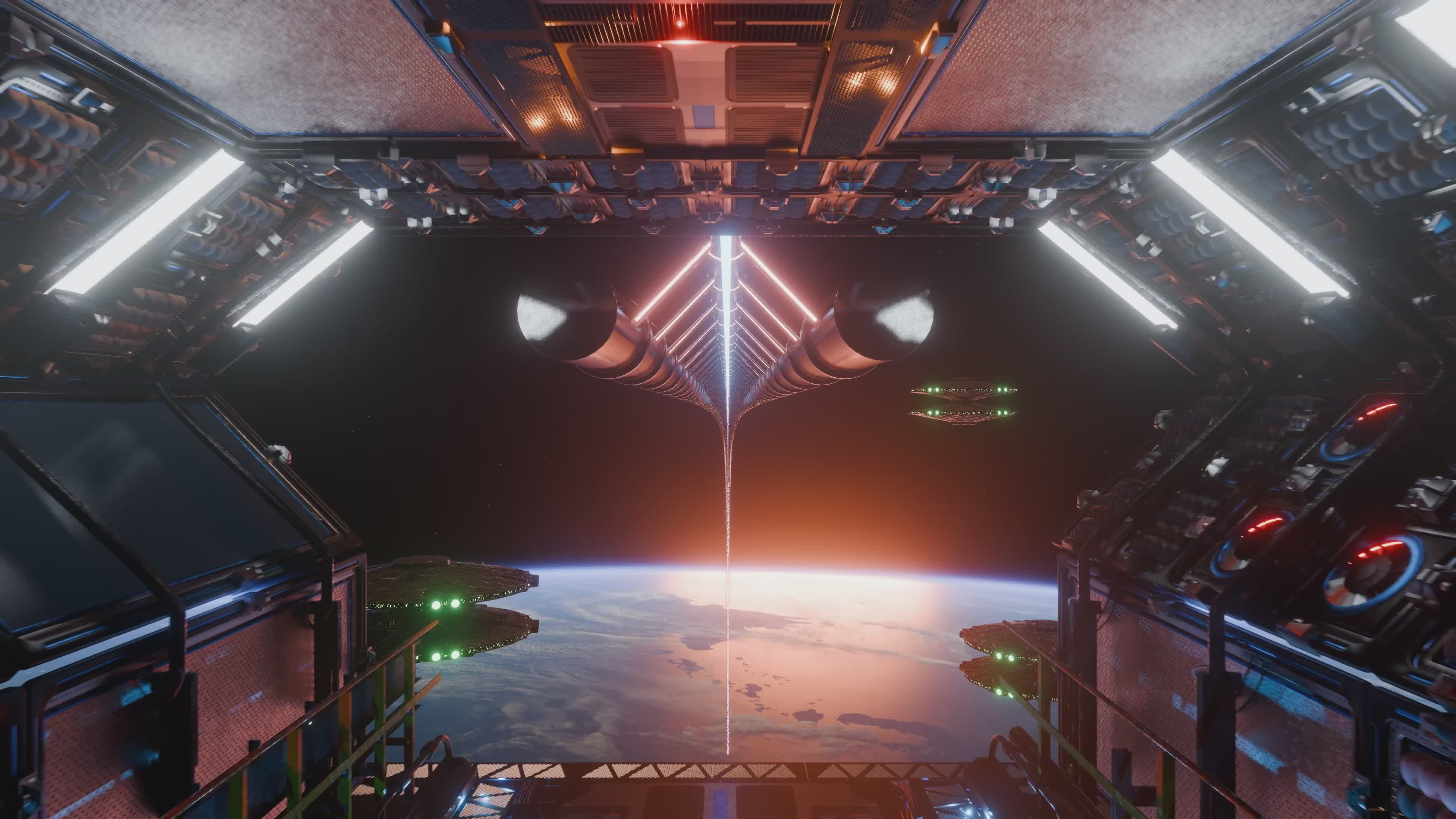 Futuristic Space Station Over Earth at Sunrise Free Stock Video Footage ...