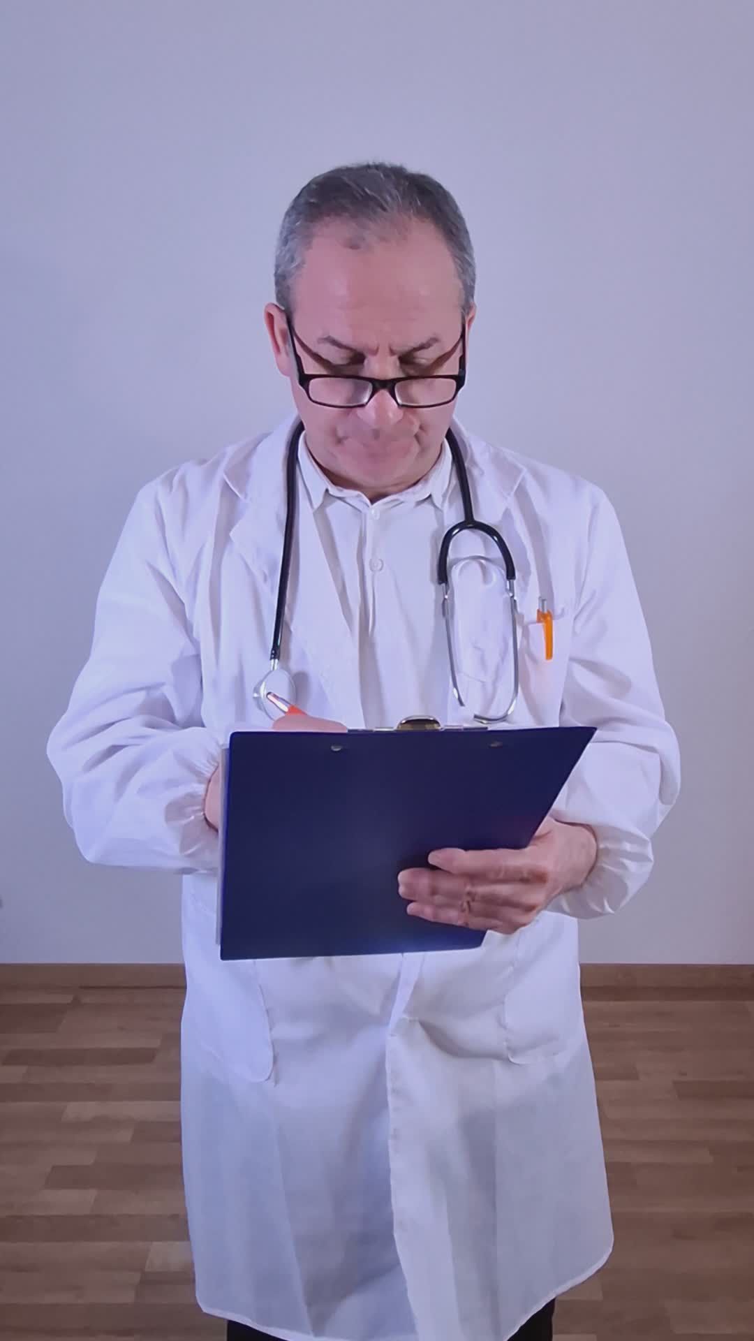 Doctor Reviewing Patient Notes in Hospital Office Free Stock Video ...