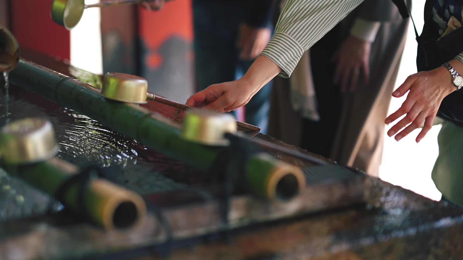 Traditional Japanese Water Ritual at Shrine Free Stock Video Footage ...