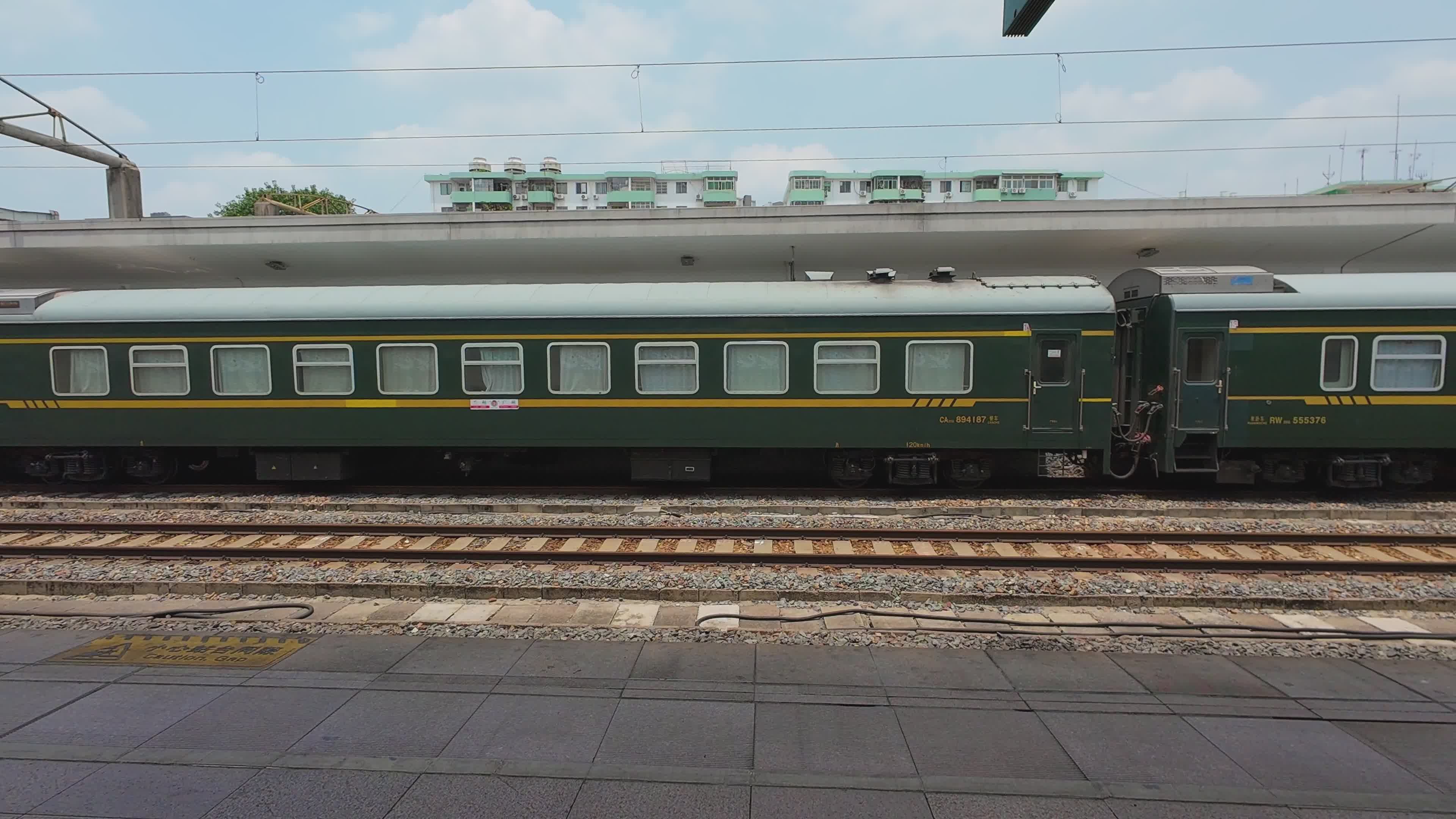 Green Train Carriages at Guangzhou Railway Station Free Stock Video ...