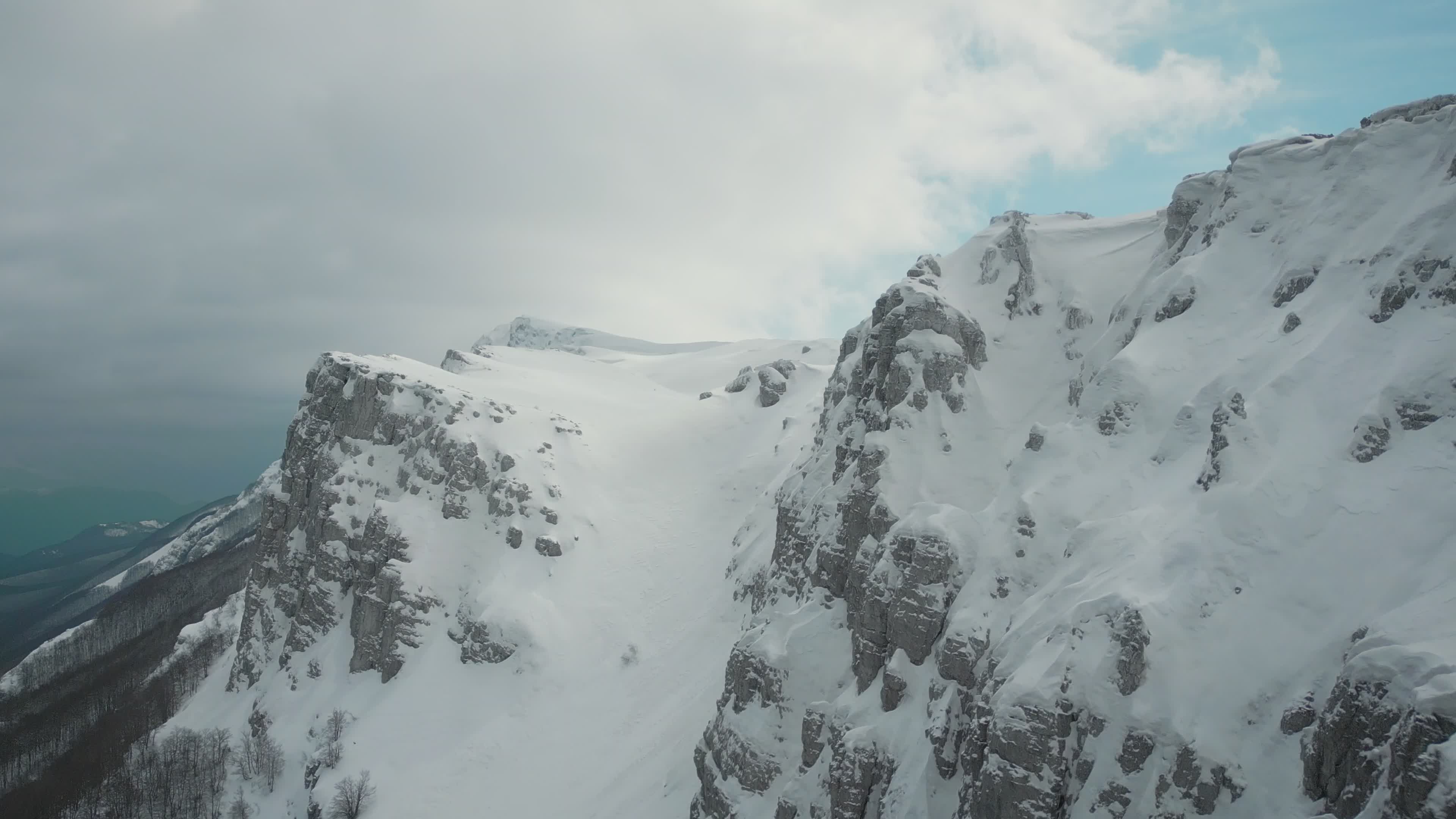 Majestic Aerial View of Snow-Covered Mountains Free Stock Video Footage ...