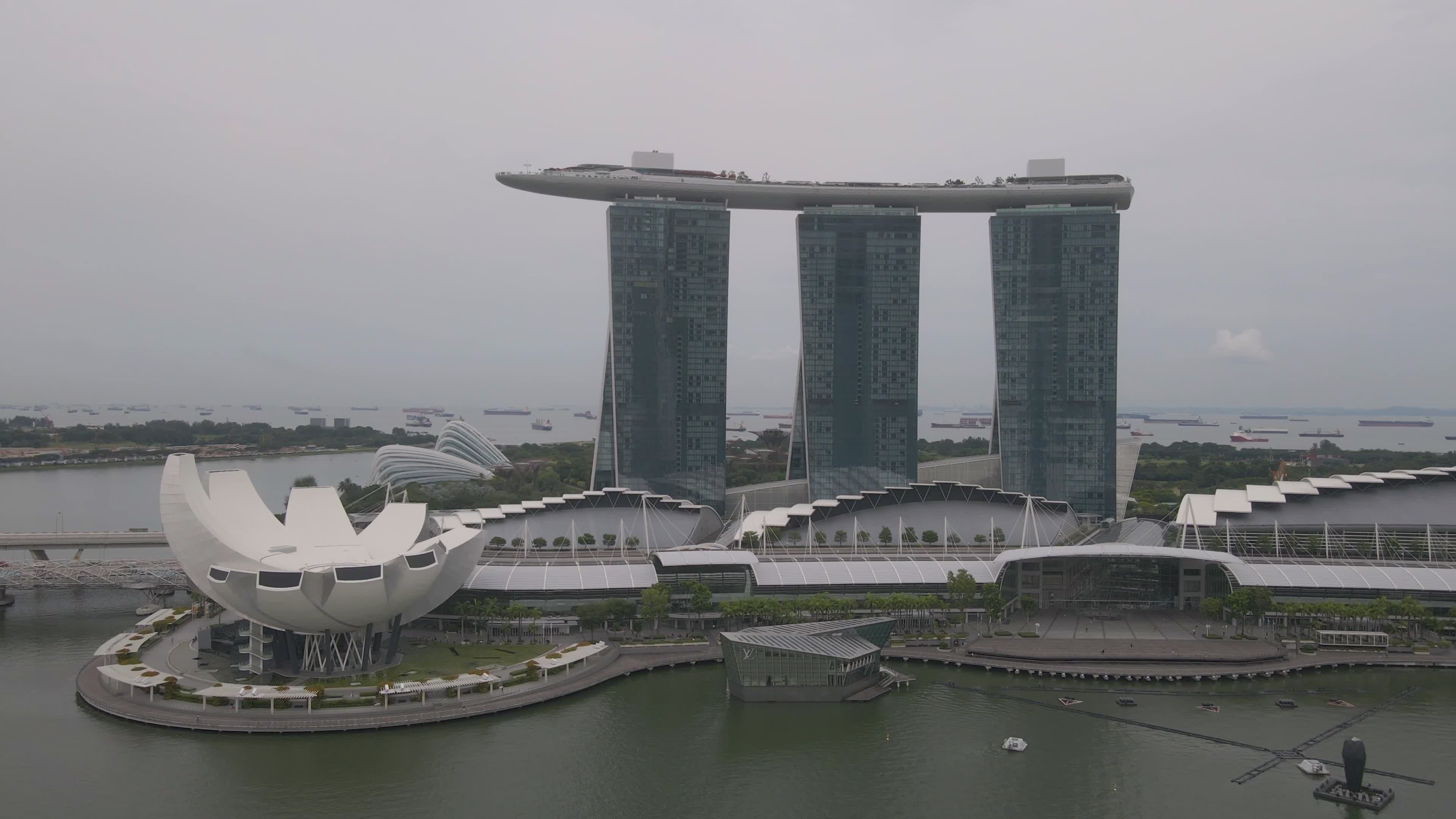 Aerial View of Iconic Marina Bay Sands, Singapore Free Stock Video ...