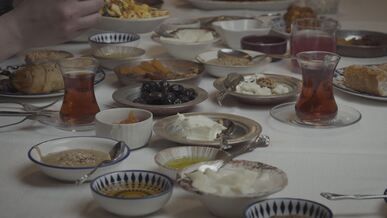 traditional turkish iftar dinner table setting