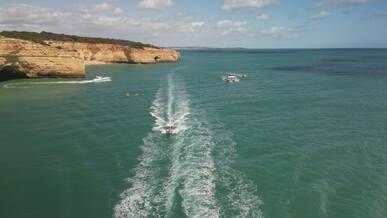 aerial view of kayaking at algarve coastline