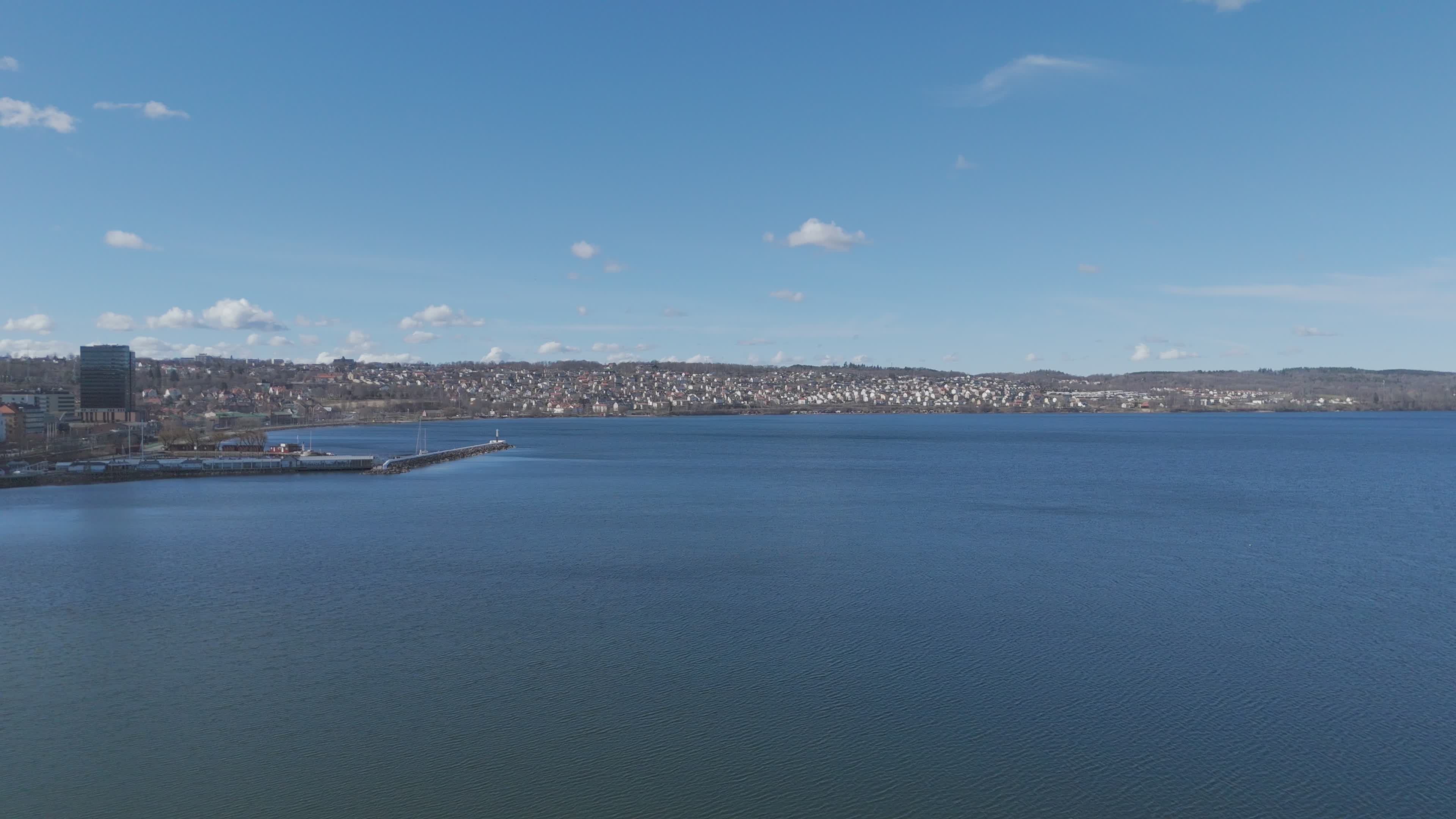 Aerial View of Coastal Urban Skyline Free Stock Video Footage, Royalty ...