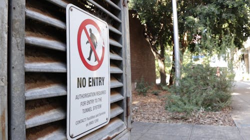 A No Entry Sign Hanging On The Ventilation Access Way